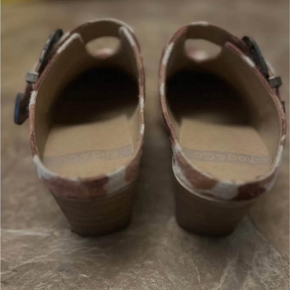 Rag & Co Nometa Faux Cow Print Suede w/ Buckle Detail Mules - Picture 3 of 5